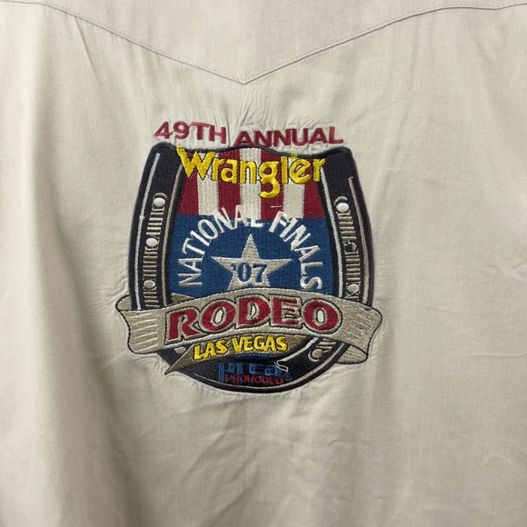 Wrangler 2007 National Finals Rodeo NFR Western Cowboy Shirt Mens 3XL Tan L/S - Picture 10 of 13